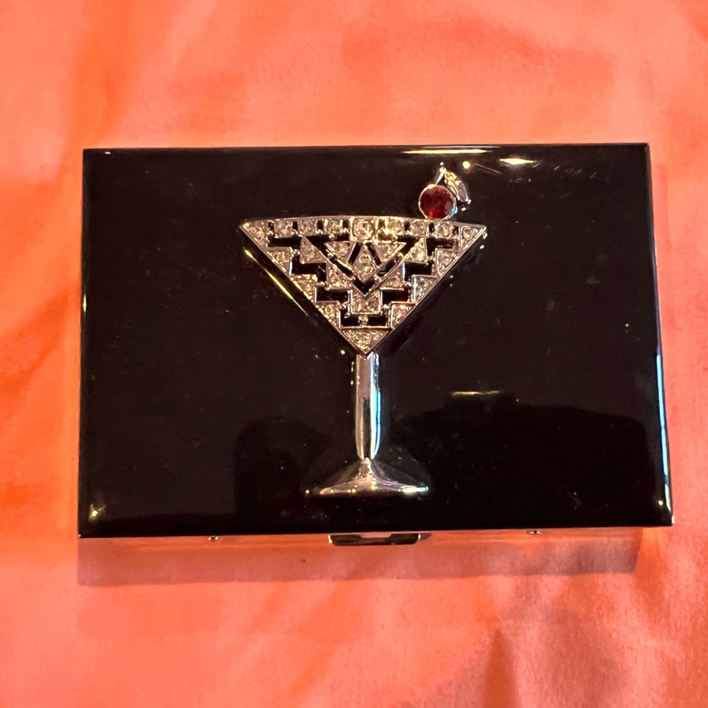 Spring Street Silver Tone Black Business Card Holder